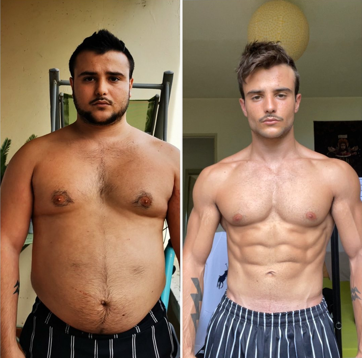 Deux portraits côte à côte montrant une évolution physique